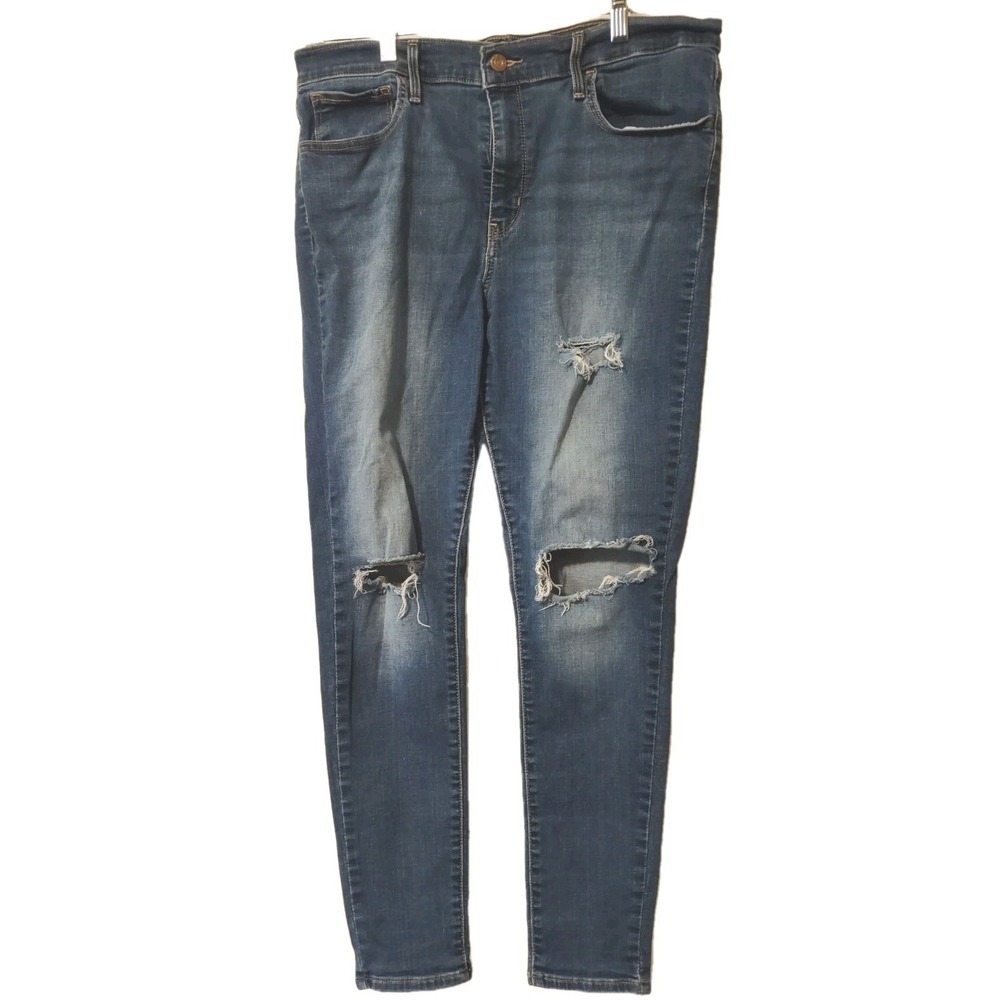 Levi's 720 High Rise Super Skinny 33 Womens Distressed Blue Grunge Edgy‎ Jeans